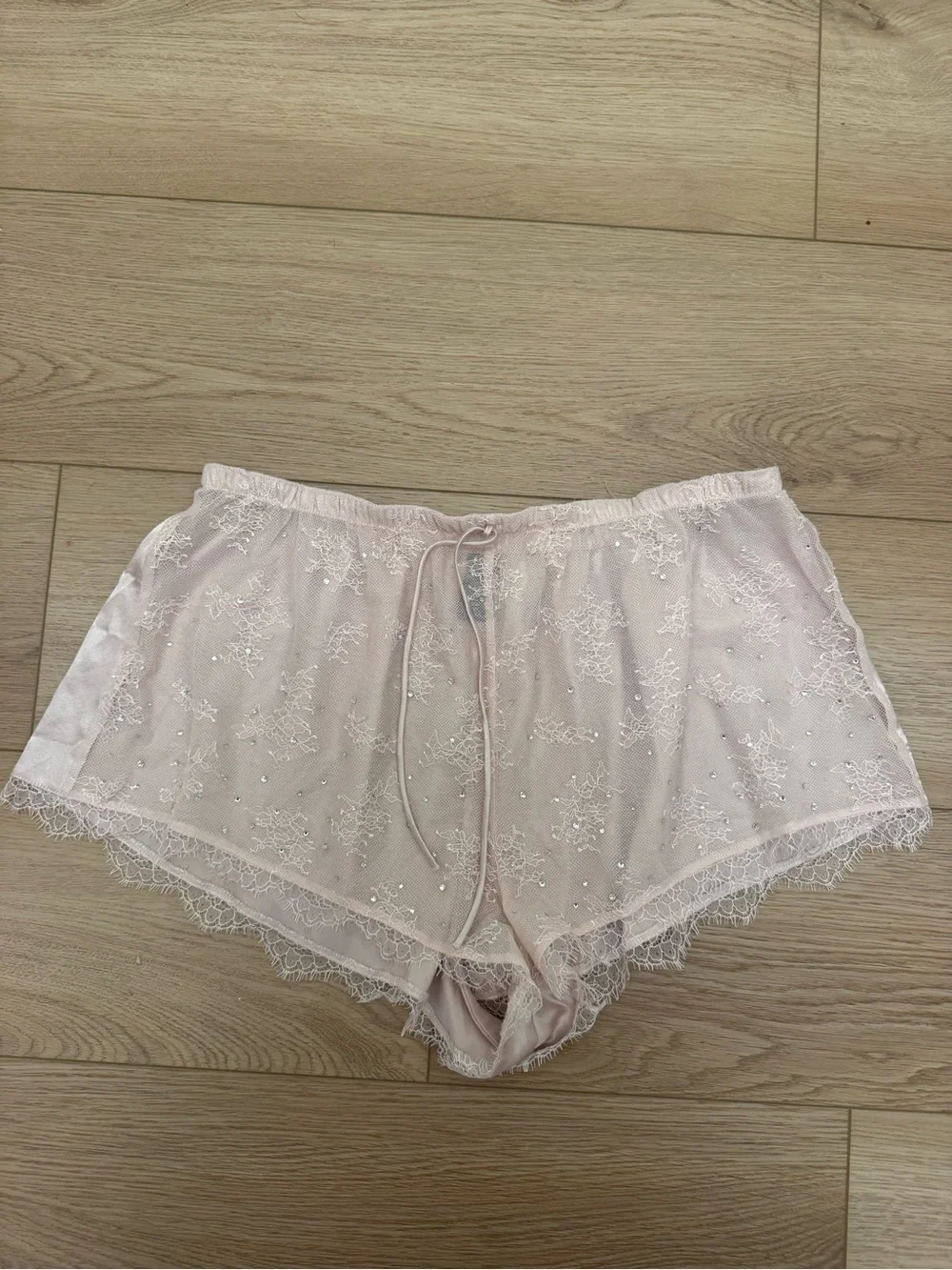 Victoria's Secret Sheer Lace Chemise & Shorts Set - Light Pink